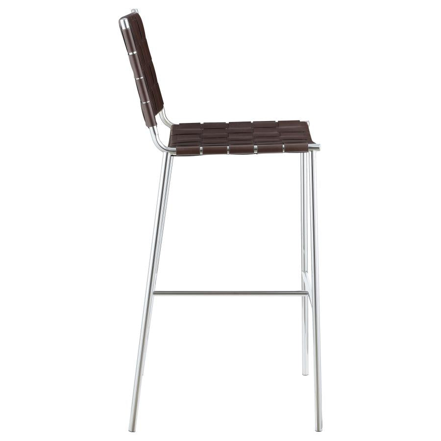 Adelaide Upholstered Pub Height Bar Stool Brown and Chrome-zoom-8