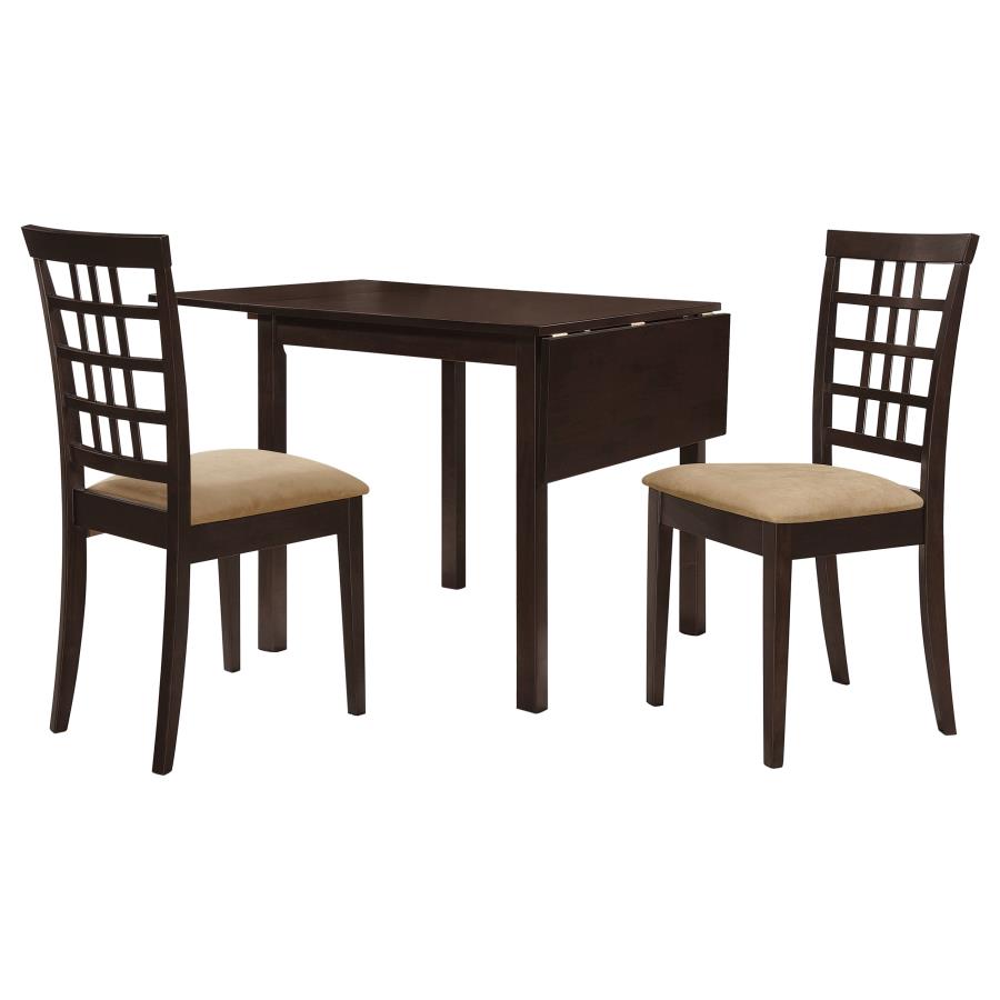 Kelso 3-piece Drop Leaf Dining Table Set Cappuccino and Tan-2