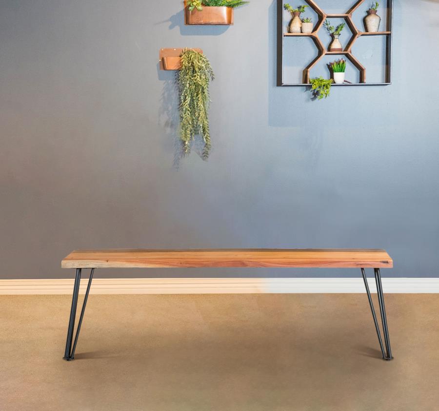 Sherman Wood Dining Bench Natural Acacia-zoom-2