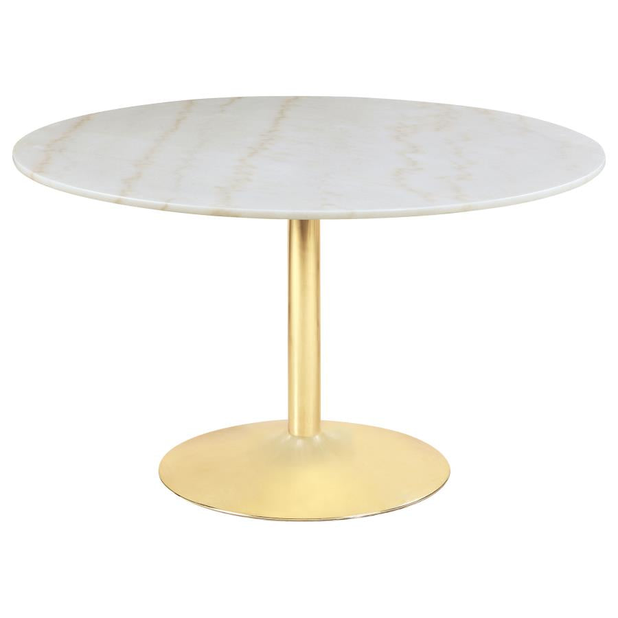 Kella 5-piece Round Marble Top Dining Set White and Gold-zoom-3