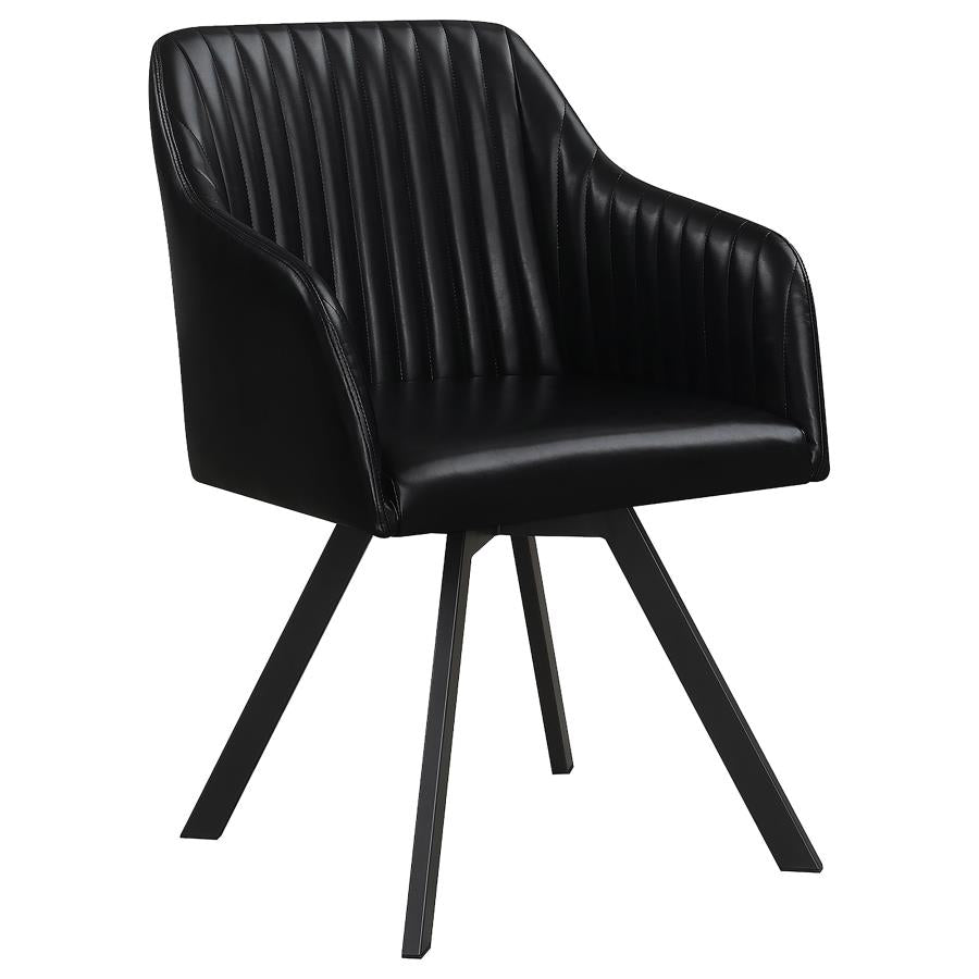 Arika Leatherette Upholstered Swivel Dining Arm Chair Black-1
