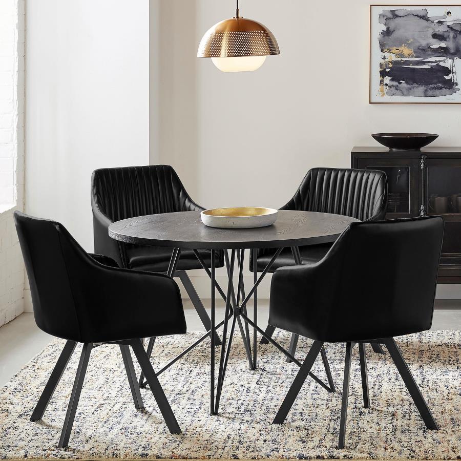 Arika Leatherette Upholstered Swivel Dining Arm Chair Black-zoom-7