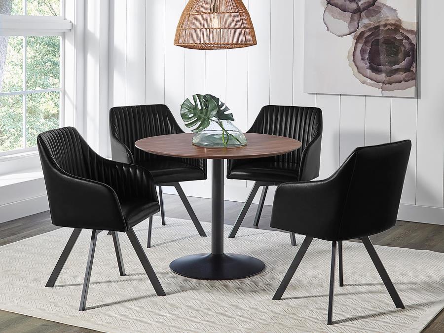 Arika Leatherette Upholstered Swivel Dining Arm Chair Black-8