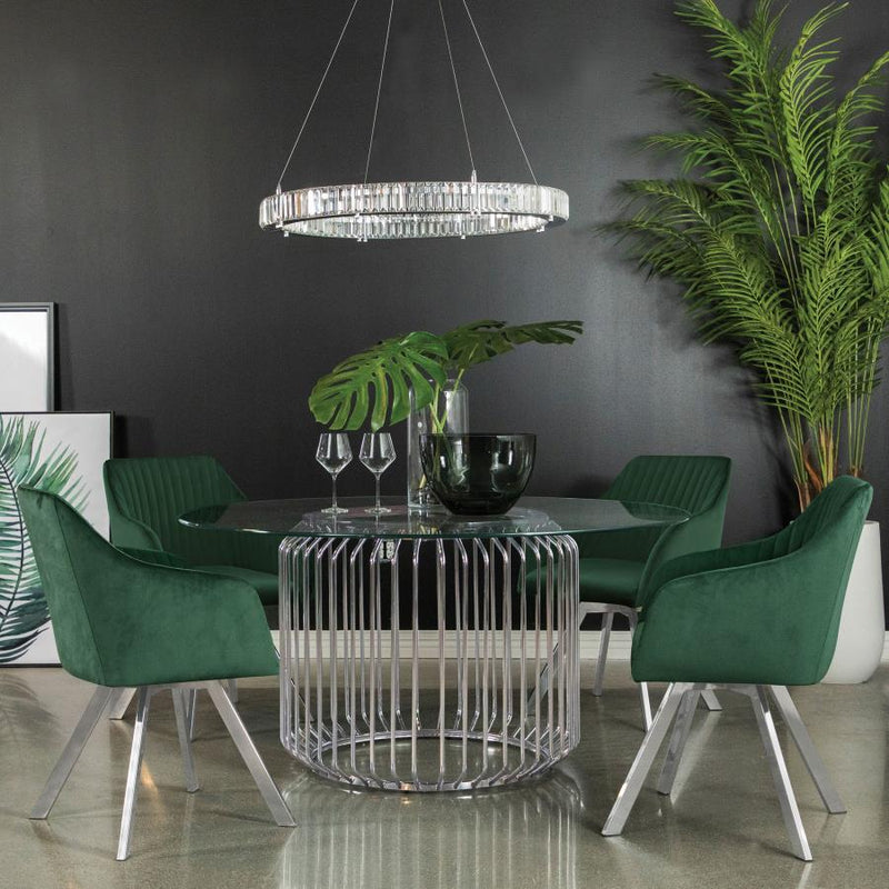 Veena Round Metal Dining Table Base Chrome-zoom-
