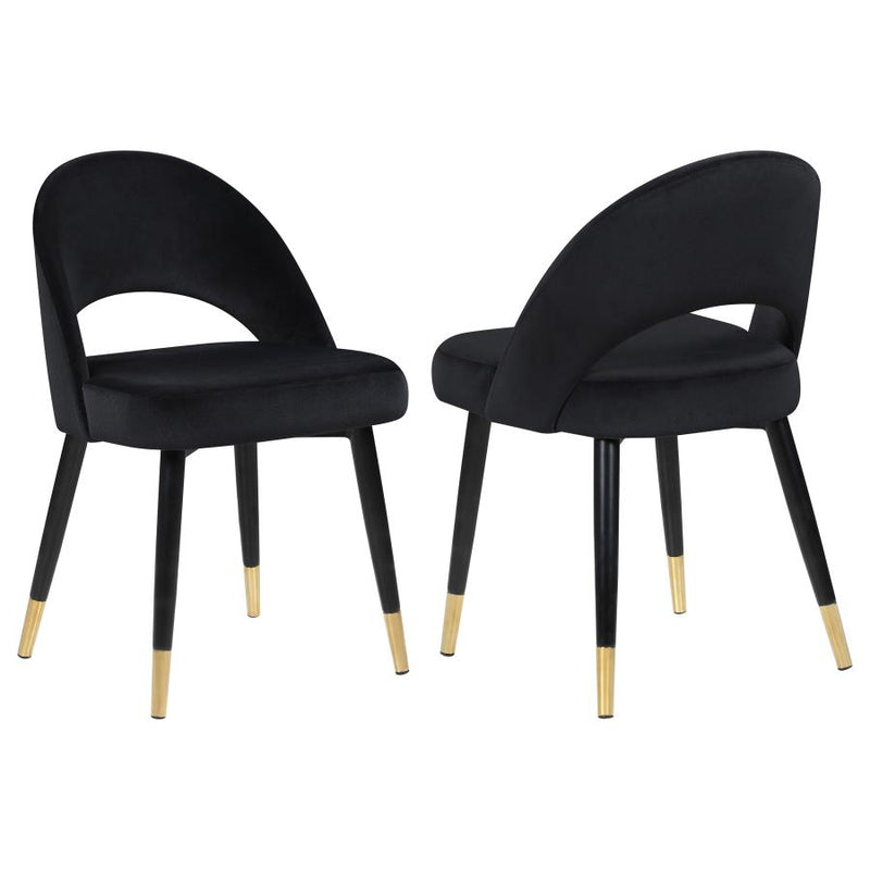 Lindsey Upholstered Dining Side Chair Black (Set of 2)-zoom-