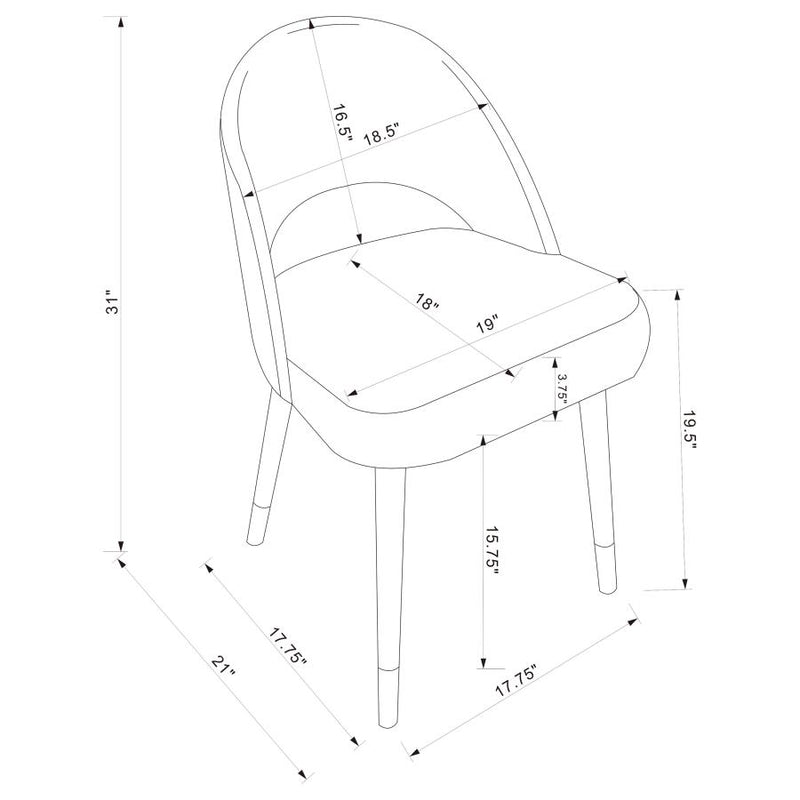 Lindsey Upholstered Dining Side Chair Black (Set of 2)-zoom-