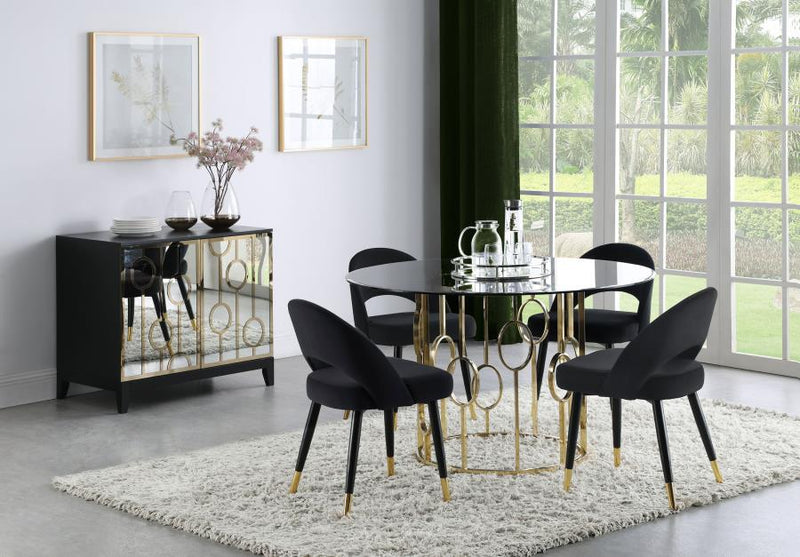 Lindsey Upholstered Dining Side Chair Black (Set of 2)-zoom-