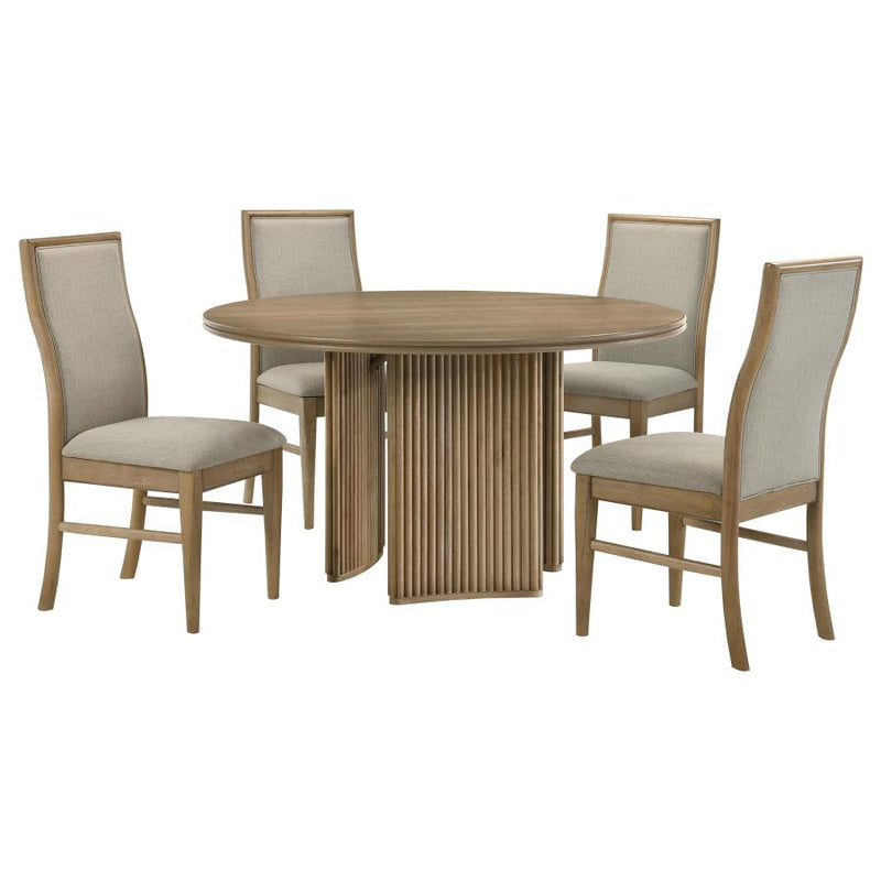 Adina 5-piece Round Dining Table Set Distressed Light Brown-zoom-