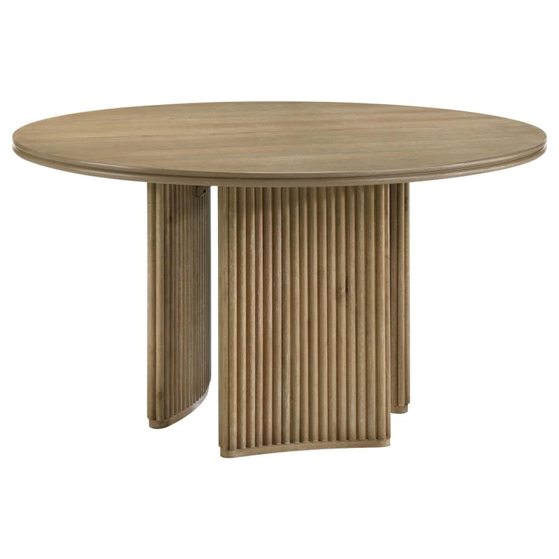 Adina 53-inch Round Wood Dining Table Distressed Light Brown-zoom-