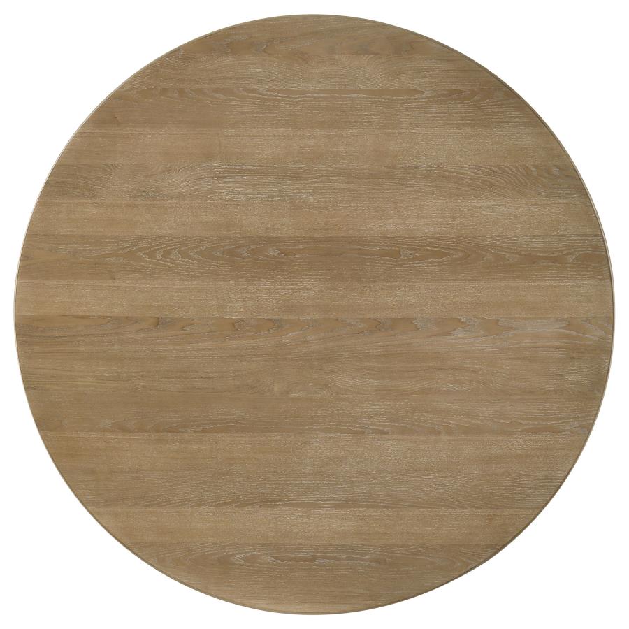 Adina 53-inch Round Wood Dining Table Distressed Light Brown-zoom-5