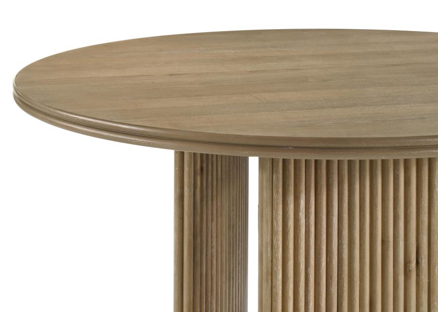 Adina 53-inch Round Wood Dining Table Distressed Light Brown-zoom-6