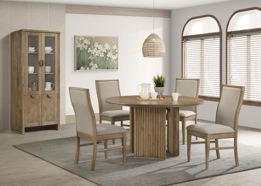 Adina 53-inch Round Wood Dining Table Distressed Light Brown-zoom-10