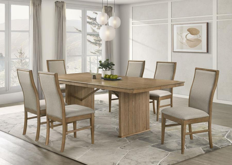 Adina 7-piece Extension Dining Set Distressed Light Brown-zoom-