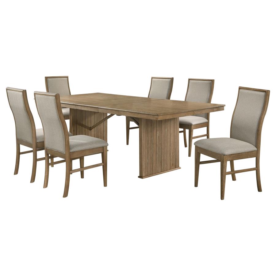 Adina 7-piece Extension Dining Set Distressed Light Brown-zoom-2