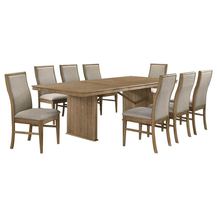 Adina 9-piece Extension Dining Set Distressed Light Brown-2