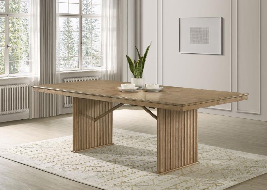 Adina 89-inch Extension Dining Table Distressed Light Brown-2