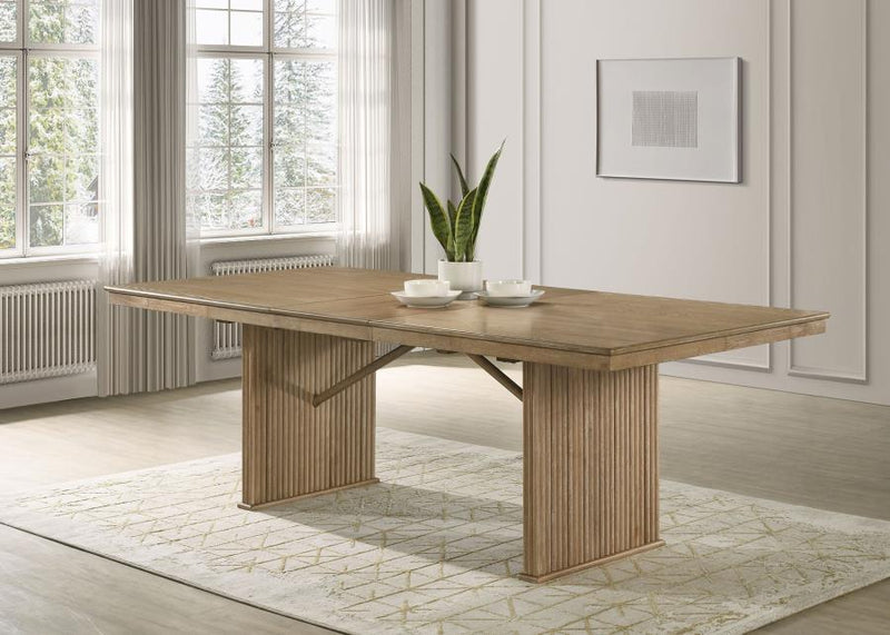 Adina 89-inch Extension Dining Table Distressed Light Brown-zoom-