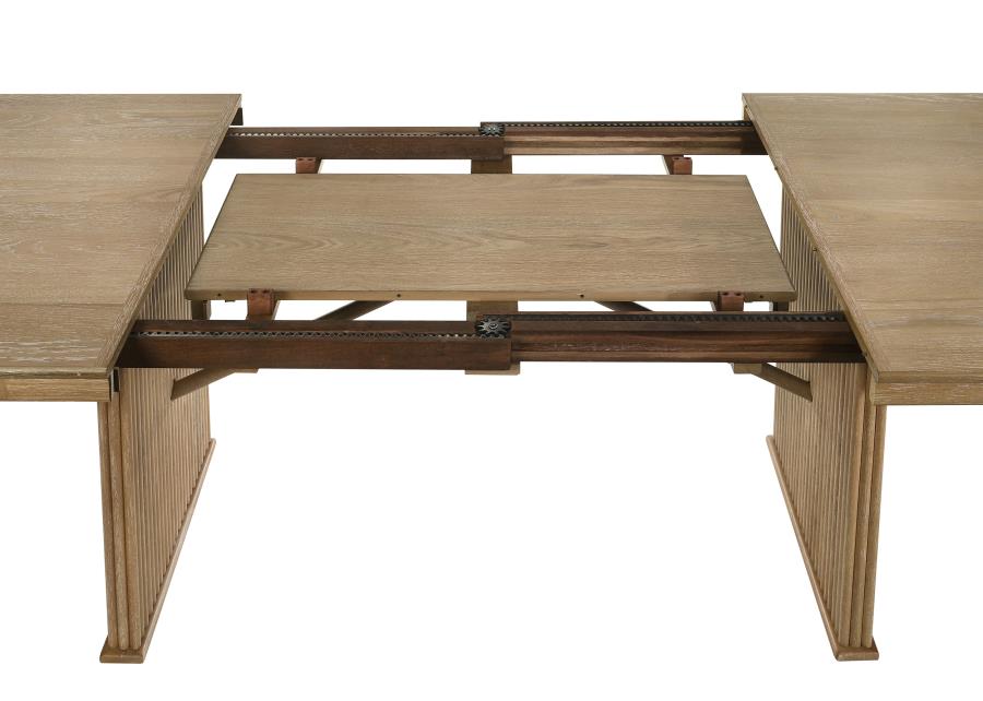 Adina 89-inch Extension Dining Table Distressed Light Brown-zoom-11