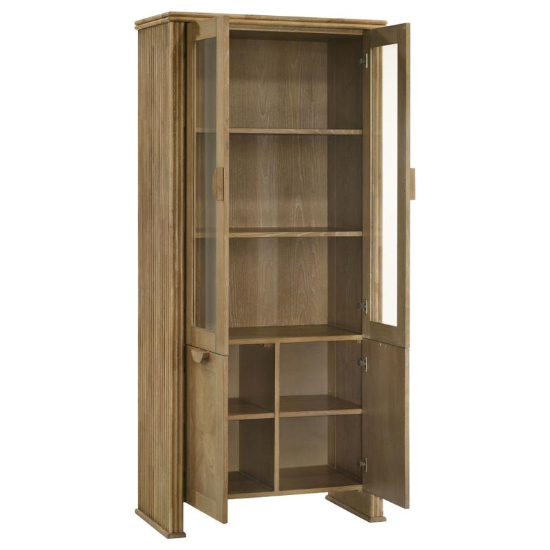 Adina 77-inch Tall Display Cabinet Distressed Light Brown-zoom-