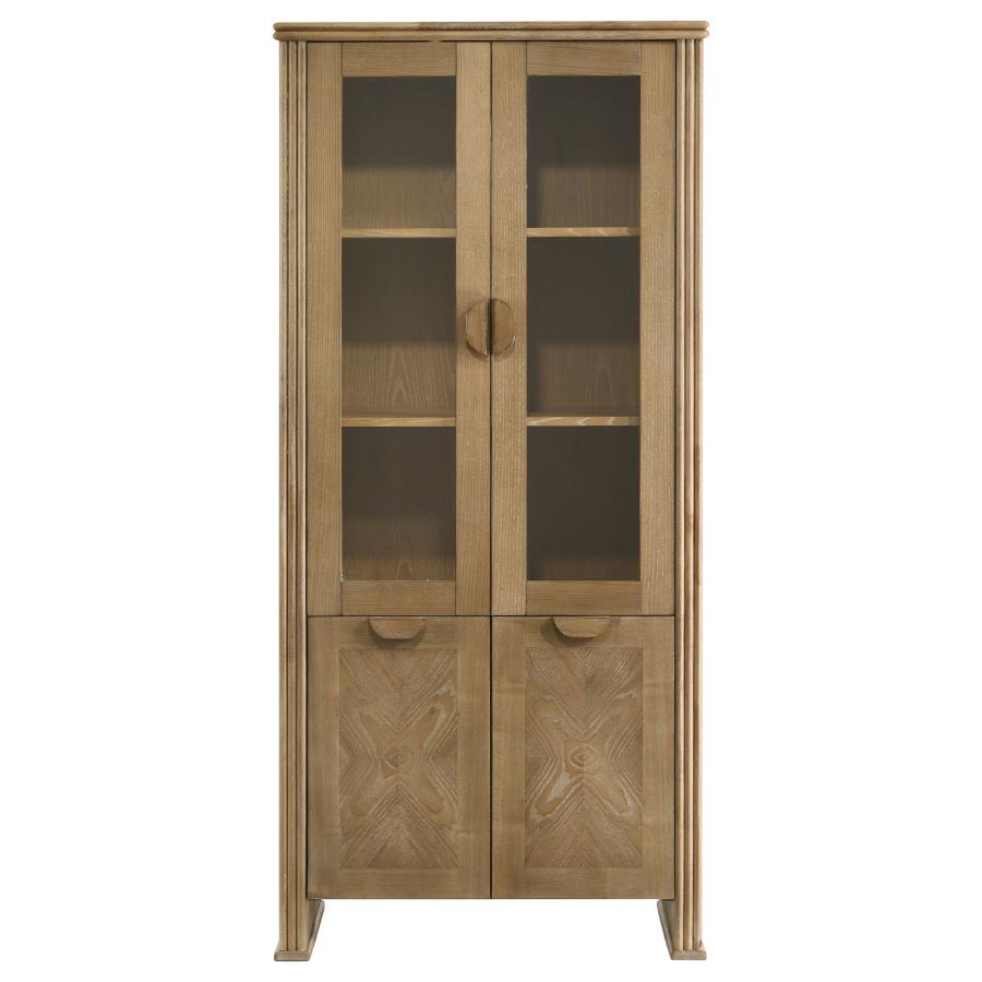 Adina 77-inch Tall Display Cabinet Distressed Light Brown-zoom-4
