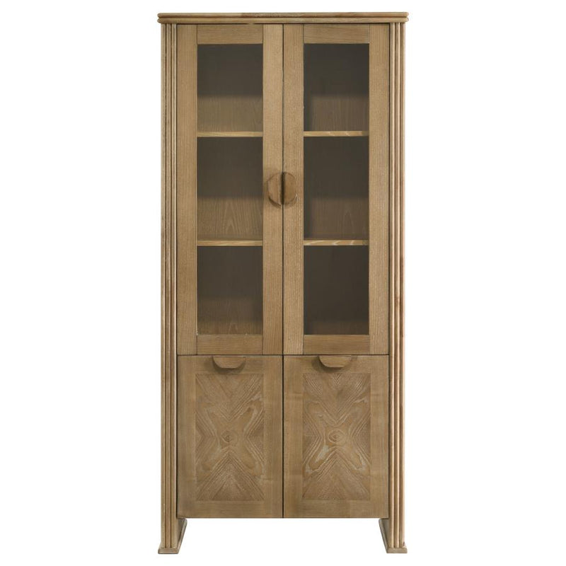 Adina 77-inch Tall Display Cabinet Distressed Light Brown-zoom-