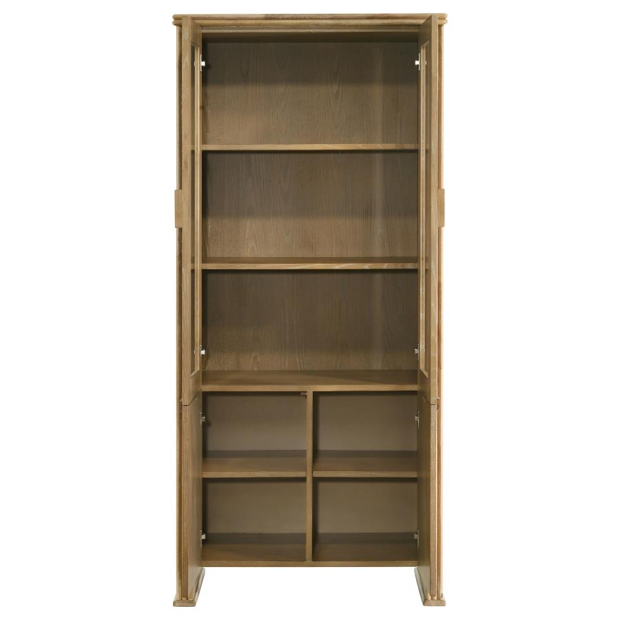 Adina 77-inch Tall Display Cabinet Distressed Light Brown-zoom-5