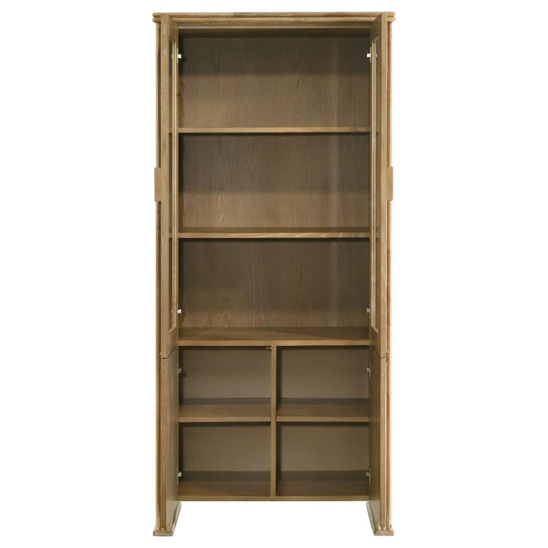 Adina 77-inch Tall Display Cabinet Distressed Light Brown-zoom-