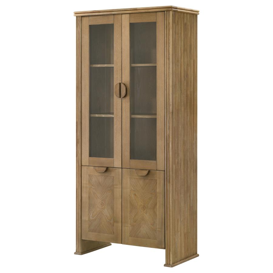 Adina 77-inch Tall Display Cabinet Distressed Light Brown-zoom-6