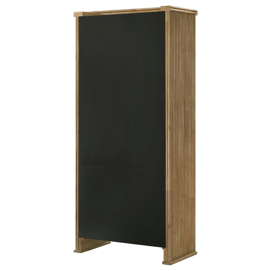 Adina 77-inch Tall Display Cabinet Distressed Light Brown-10