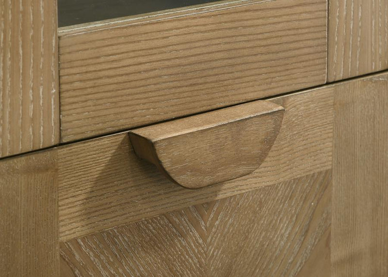 Adina 77-inch Tall Display Cabinet Distressed Light Brown-zoom-
