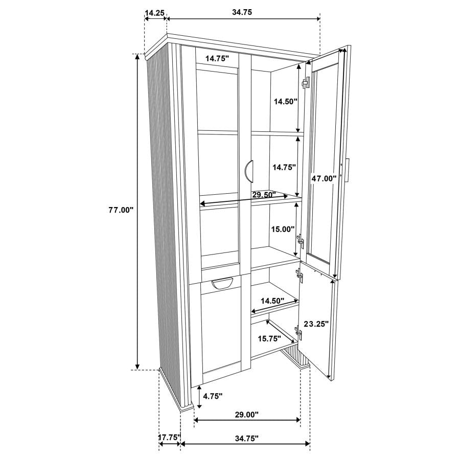 Adina 77-inch Tall Display Cabinet Distressed Light Brown-15