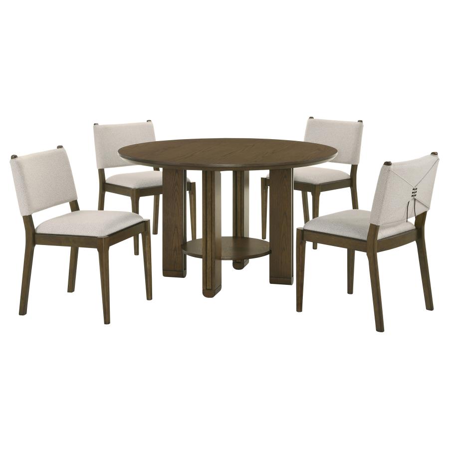 Ottowa 5-piece Round Wood Dining Room Table Set Brown-2