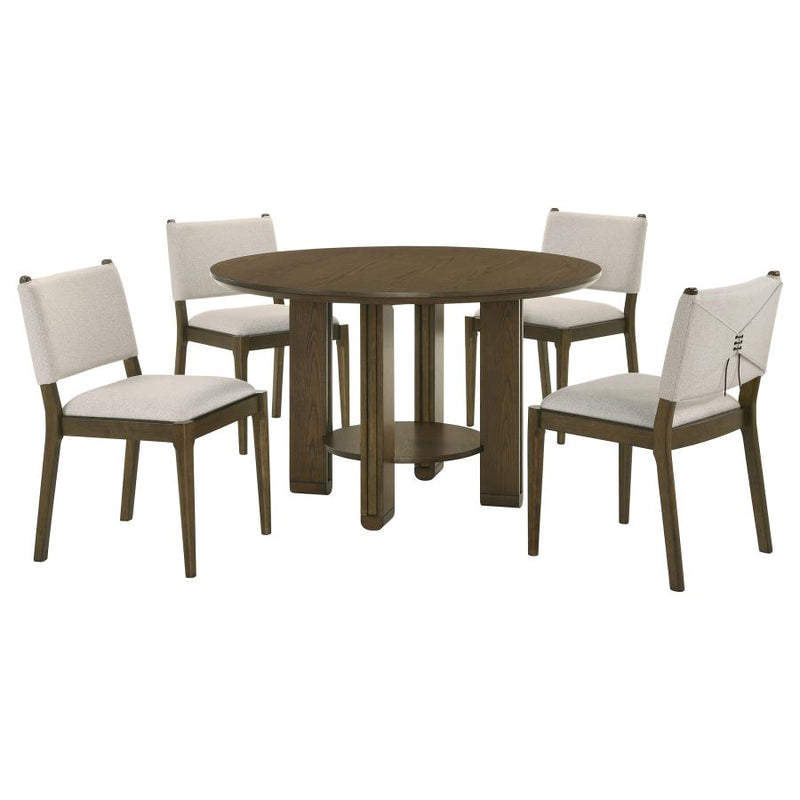 Ottowa 5-piece Round Wood Dining Room Table Set Brown-zoom-