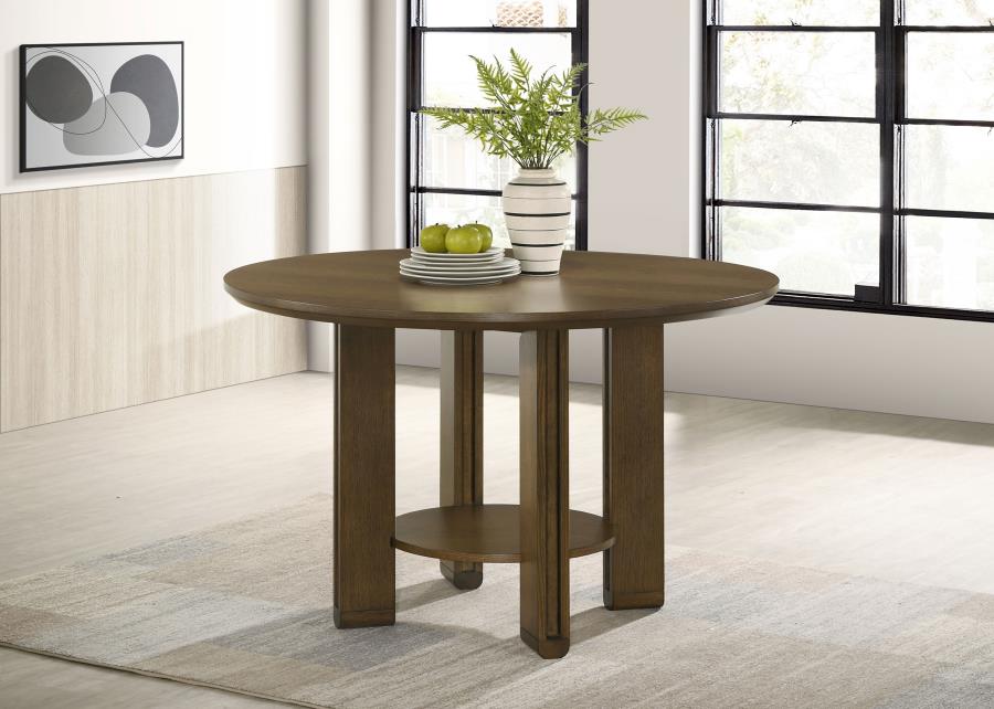 Ottowa 47-inch Round Wood Dining Table with Shelf Brown-zoom-2