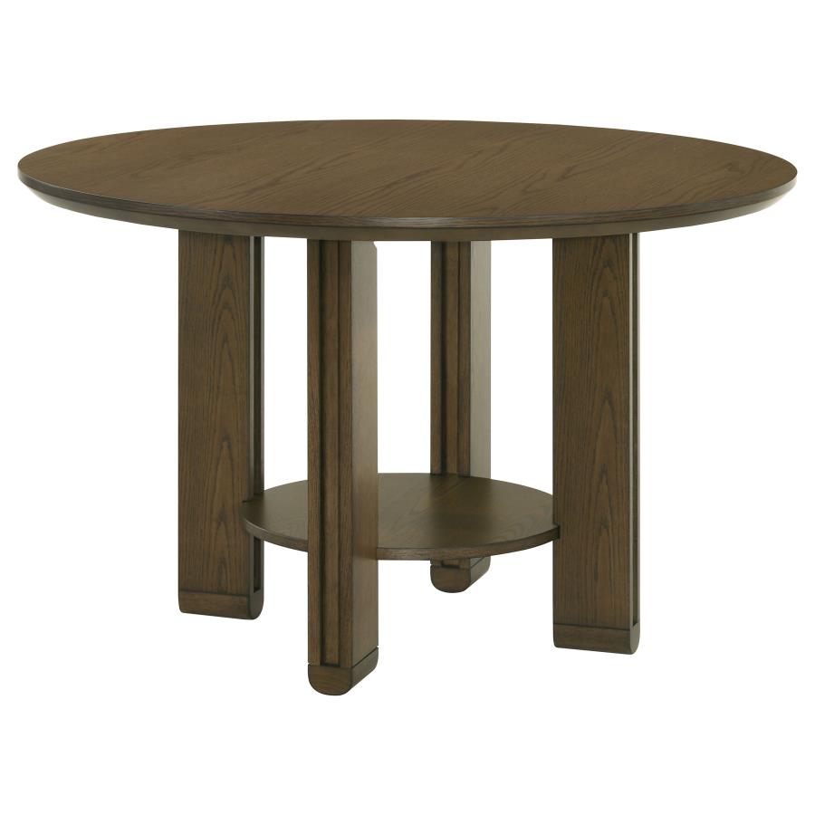 Ottowa 47-inch Round Wood Dining Table with Shelf Brown-1