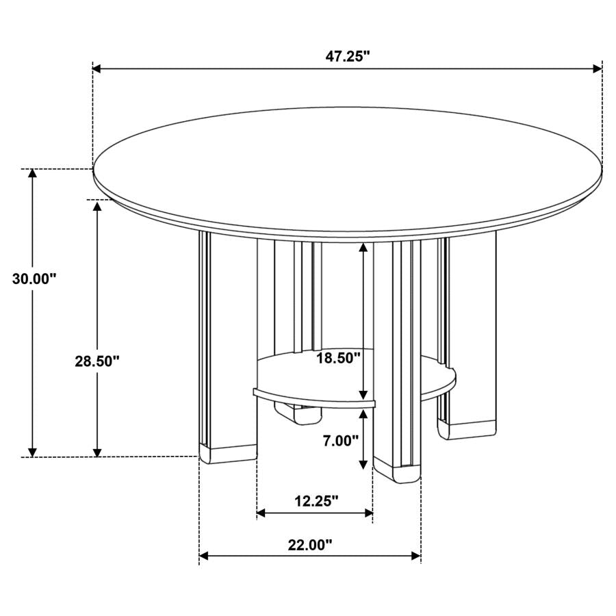 Ottowa 47-inch Round Wood Dining Table with Shelf Brown-zoom-7