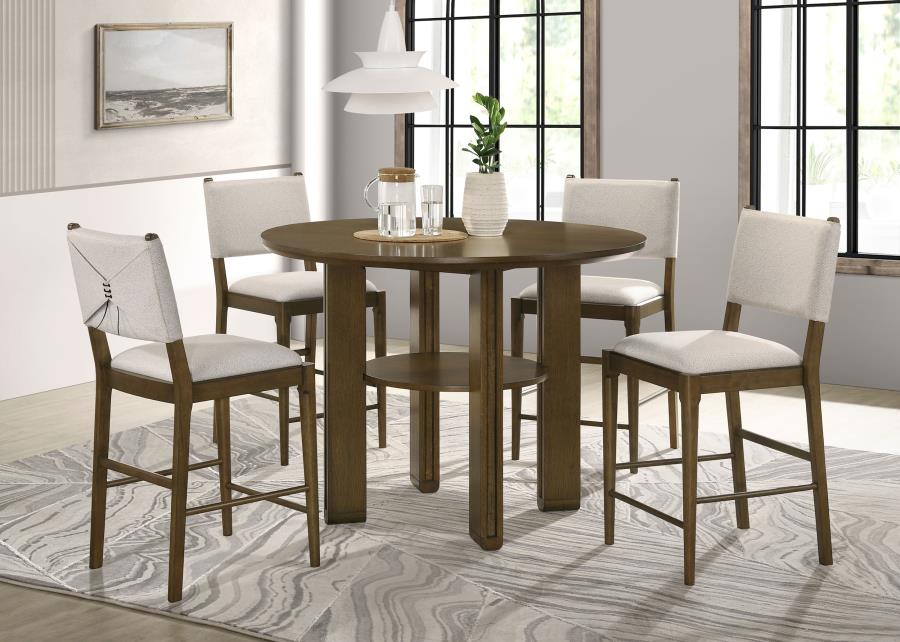 Ottowa 5-piece Round Counter Height Dining Room Set Brown-1