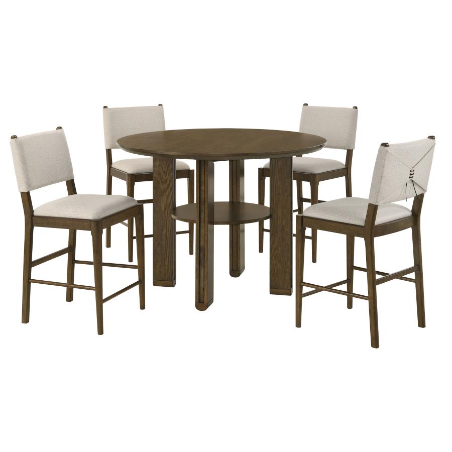 Ottowa 5-piece Round Counter Height Dining Room Set Brown-2