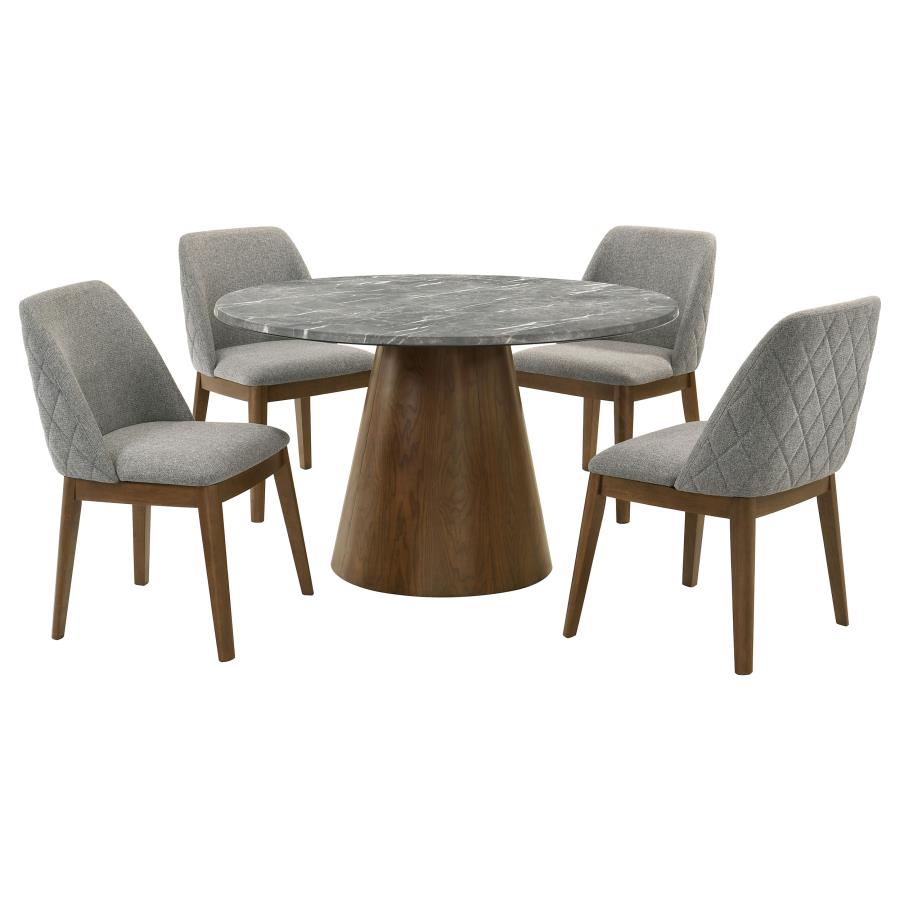 Franklin 5-piece 50-inch Round Dining Table Set Grey and Dark Oak-2