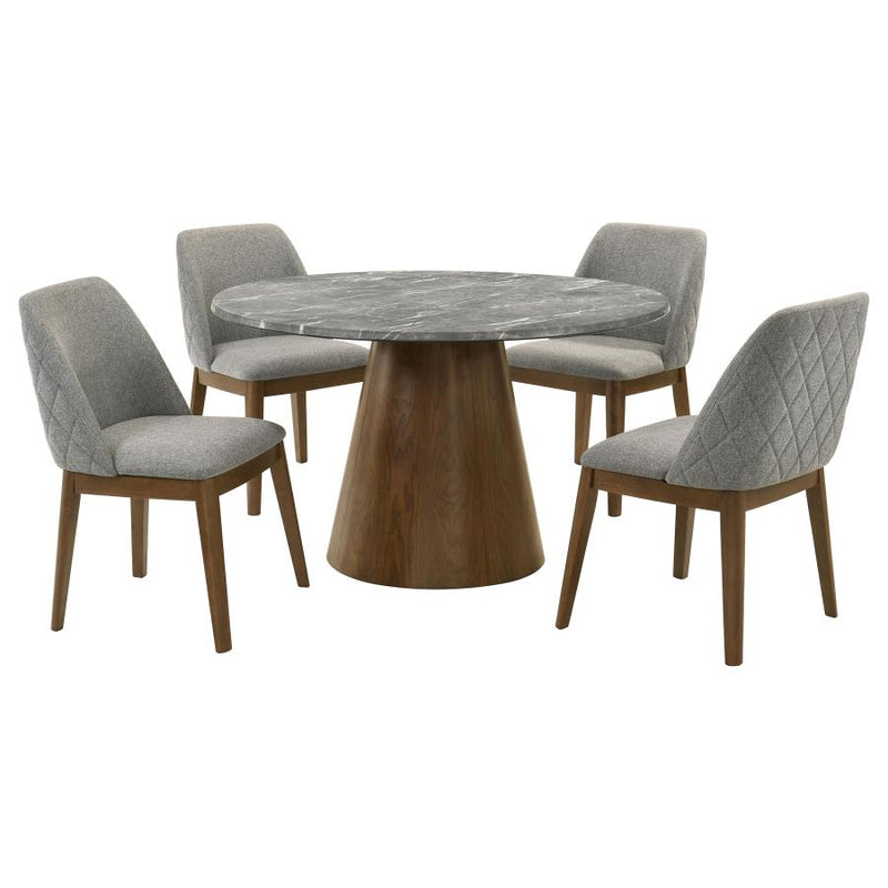 Franklin 5-piece 50-inch Round Dining Table Set Grey and Dark Oak-zoom-