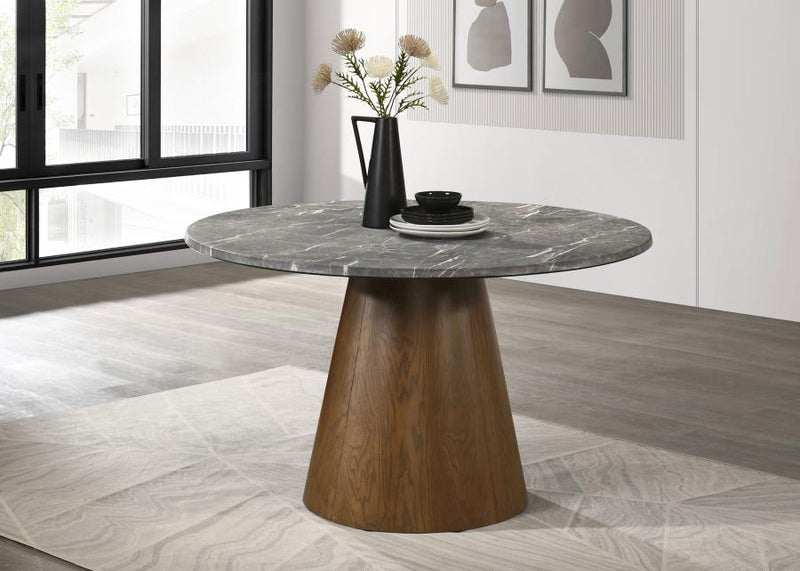 Franklin 50-inch Round Dining Table Grey and Dark Oak-zoom-