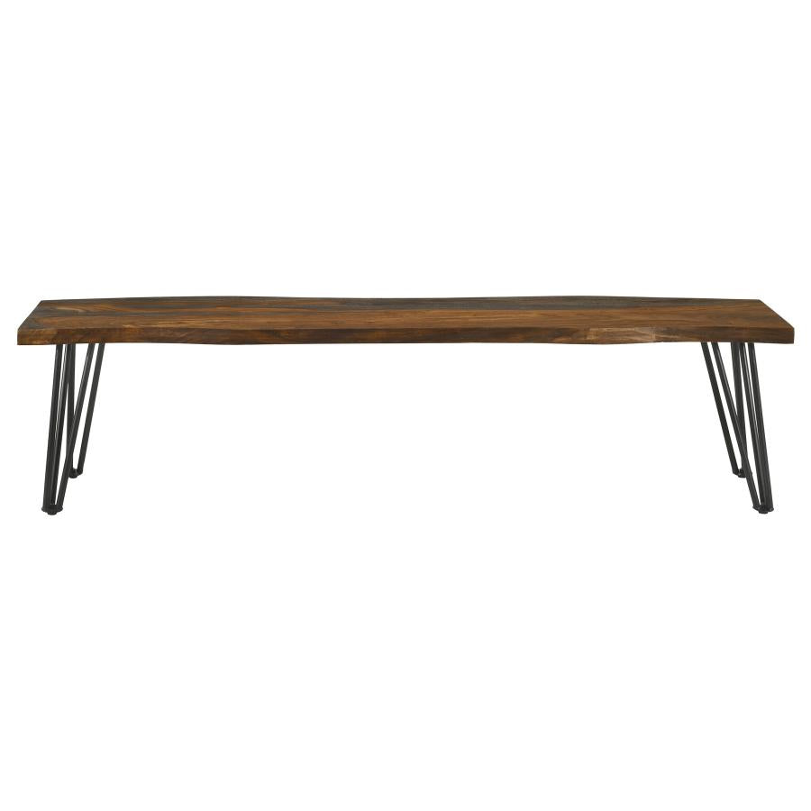 Neve Live Edge Wood Dining Bench Hairpin Legs Grey Sheesham-zoom-3