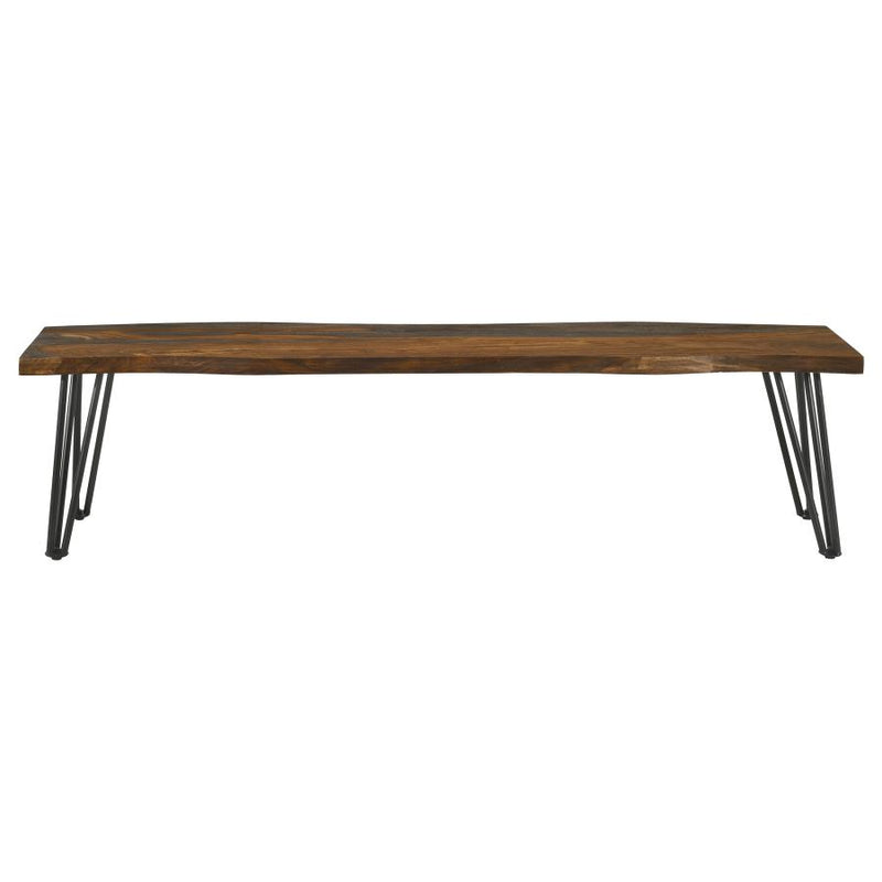 Neve Live Edge Wood Dining Bench Hairpin Legs Grey Sheesham-zoom-
