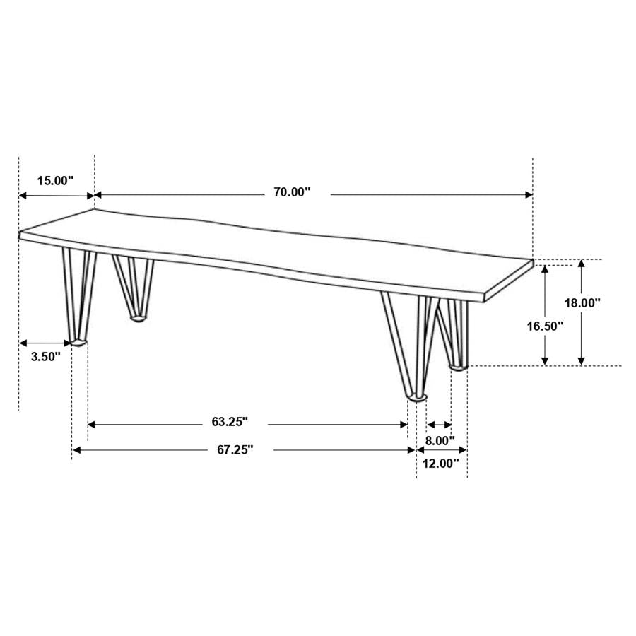 Neve Live Edge Wood Dining Bench Hairpin Legs Grey Sheesham-6