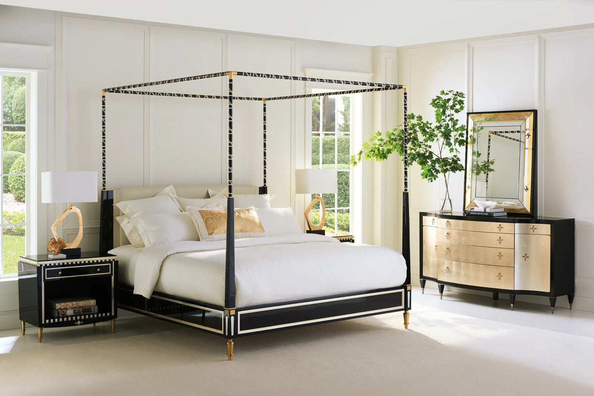 Caracole Couturier Canopy Bed – angle view – Lusso Furniture Miami