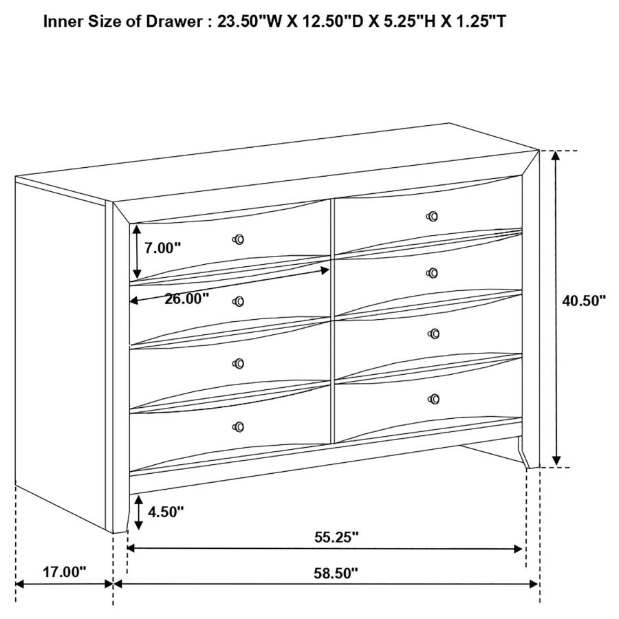 Briana 8-drawer Dresser Black-4