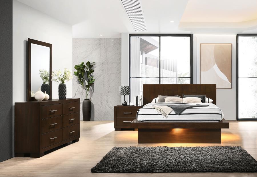 Jessica 4-piece Eastern King LED Bedroom Set Cappuccino-1