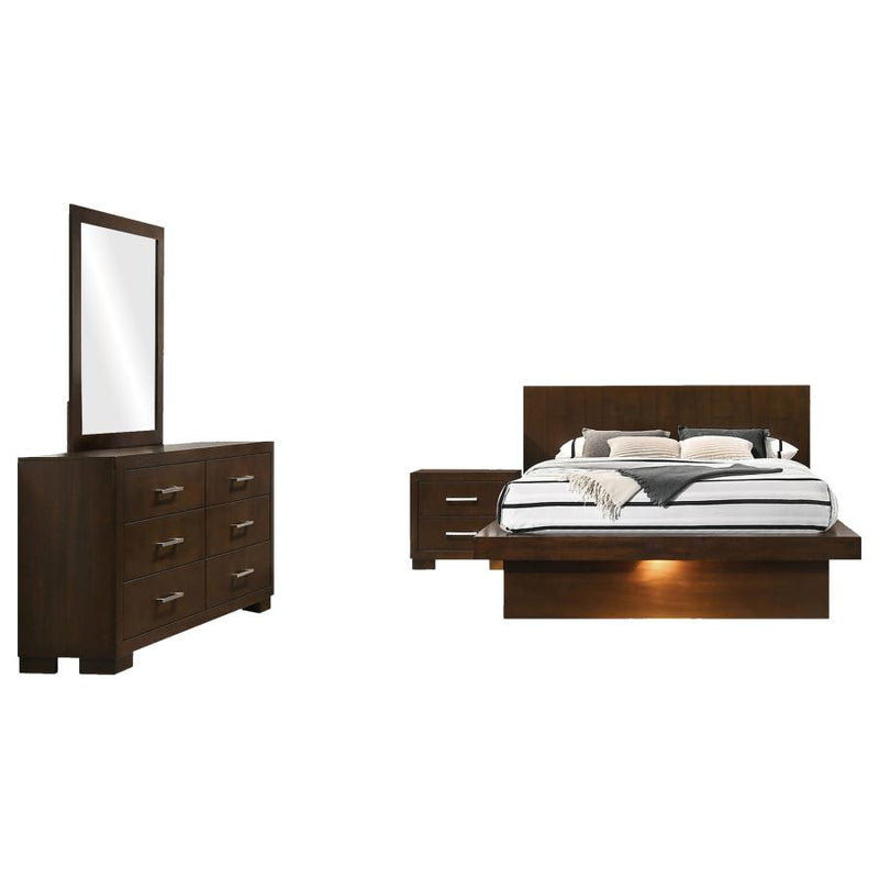 Jessica 4-piece Eastern King LED Bedroom Set Cappuccino-zoom-