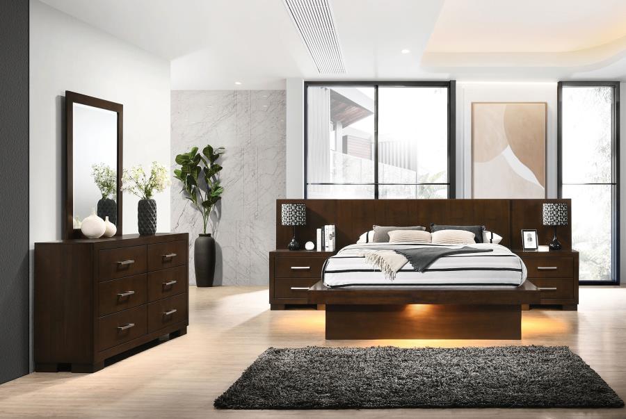 Jessica 5-piece Eastern King LED Bedroom Set Cappuccino-zoom-1