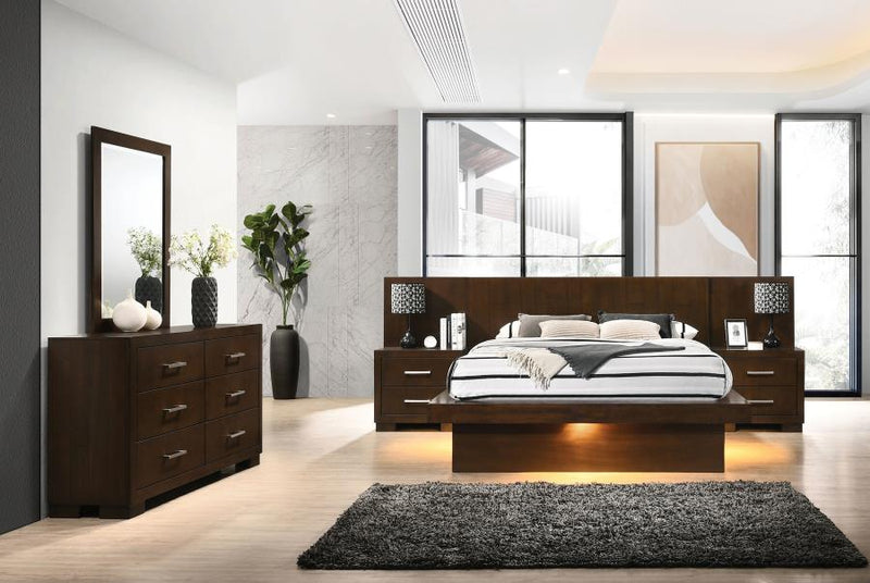 Jessica 5-piece Eastern King LED Bedroom Set Cappuccino-zoom-